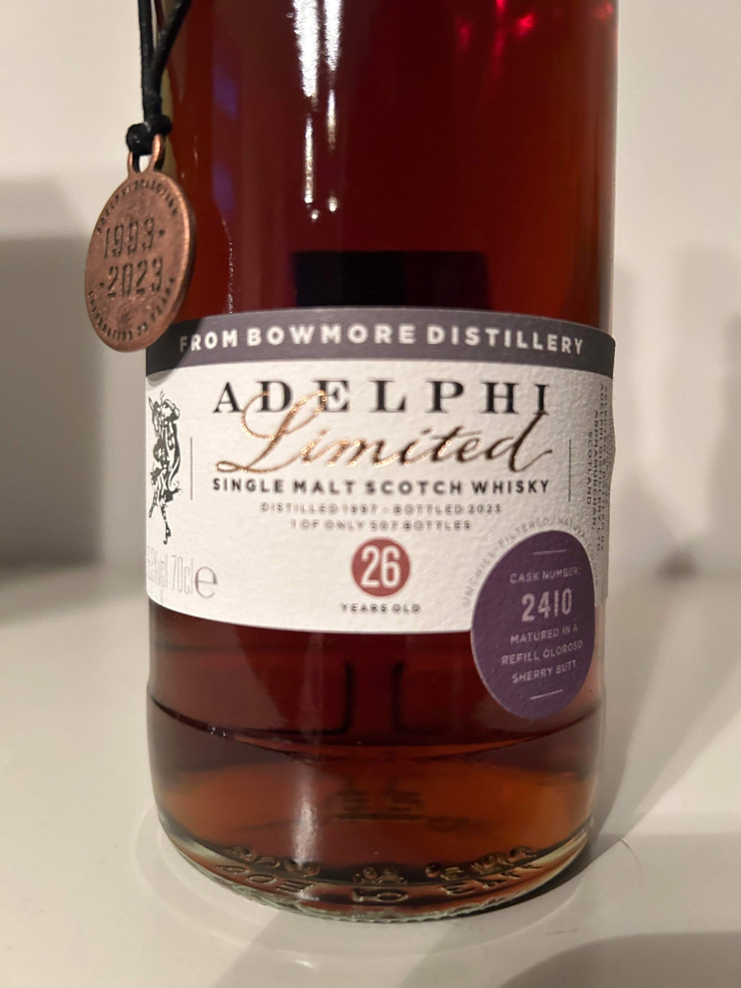 Bowmore 1997 26 år  Cask 2410 55,5% Adelphi