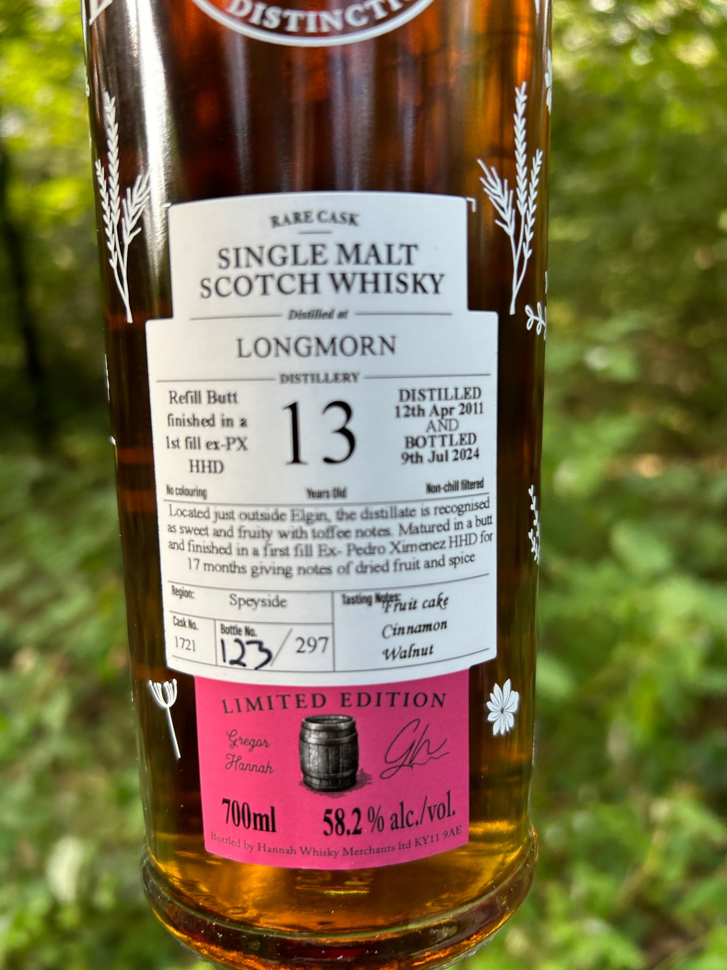 Longmorn 13 år  2011  58,2% Pedro Ximenez Finish Lady of the Glen