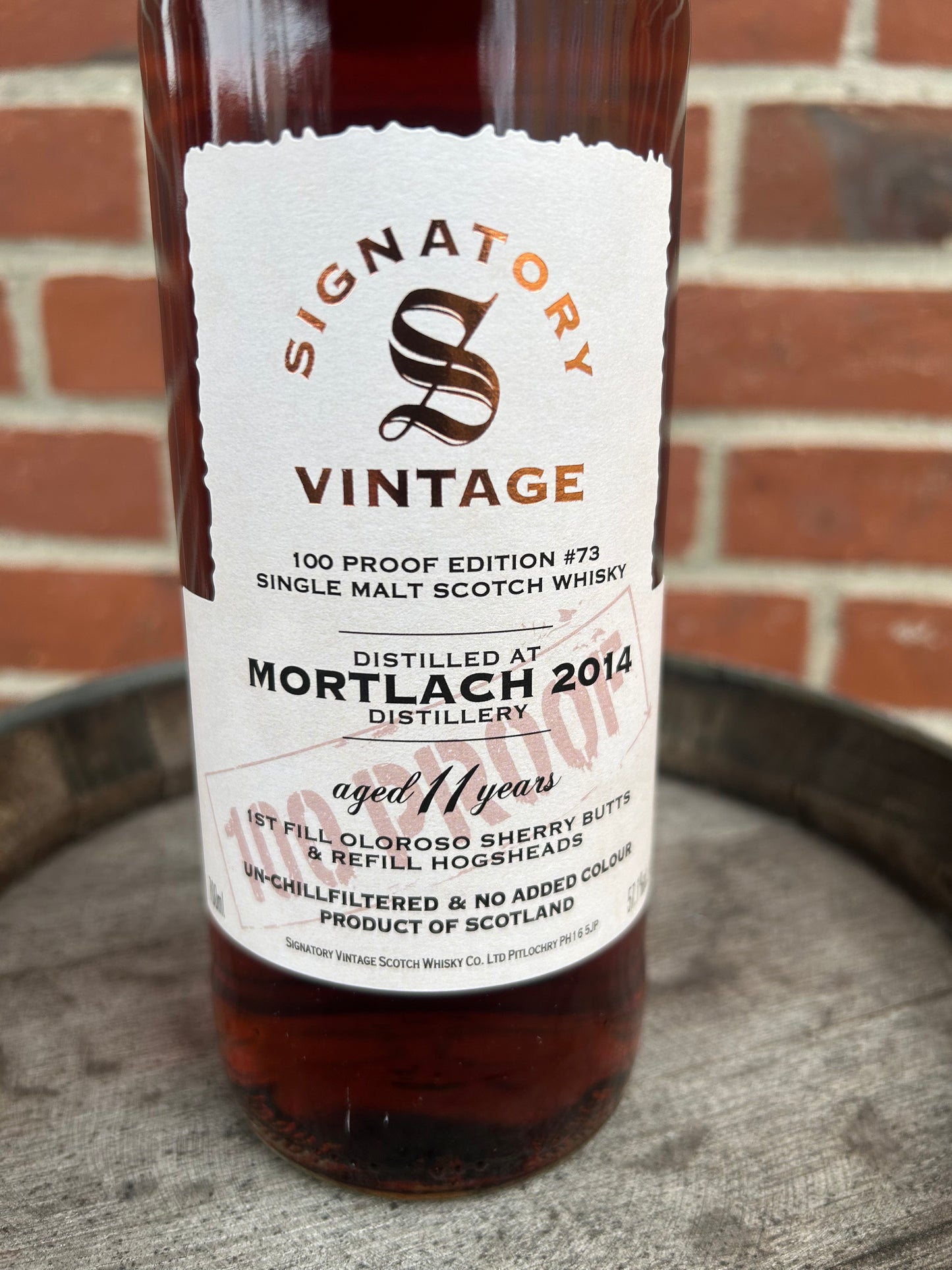 Mortlach 2014 11 år 57,1% #73 100 Proof SIgnatory