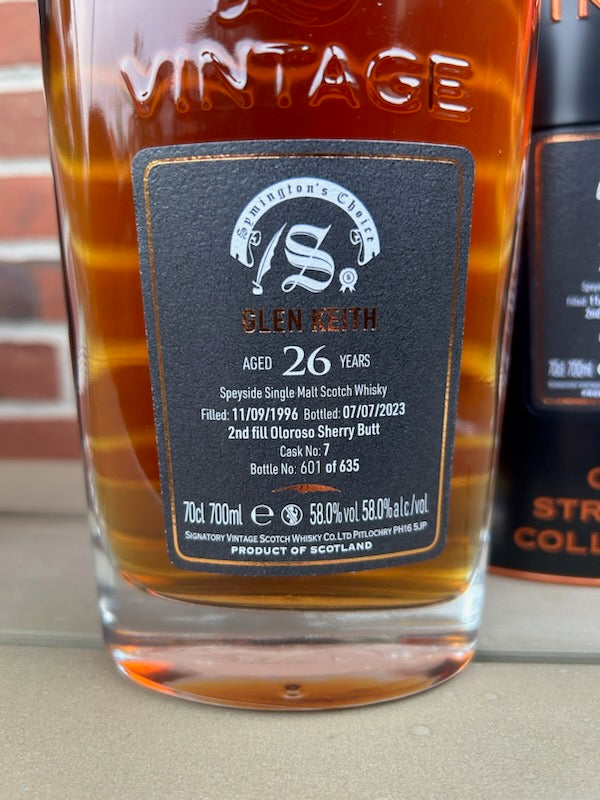 Glen Keith 26 år 2 fill. Oloroso sherry Butt. Signatory Symington’s Choice