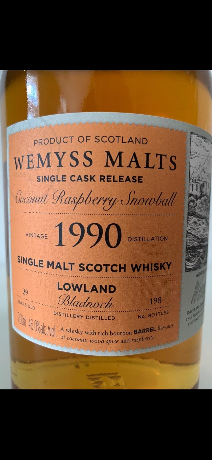 Bladnoch 1990 29 år "Coconut Raspberry Snowball" – 46% 70 cl. whisky By Rauff & Fagerberg