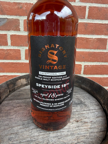 Speyside 2008 18 år (M) #17 100 Proof Exceptional Cask Signatory