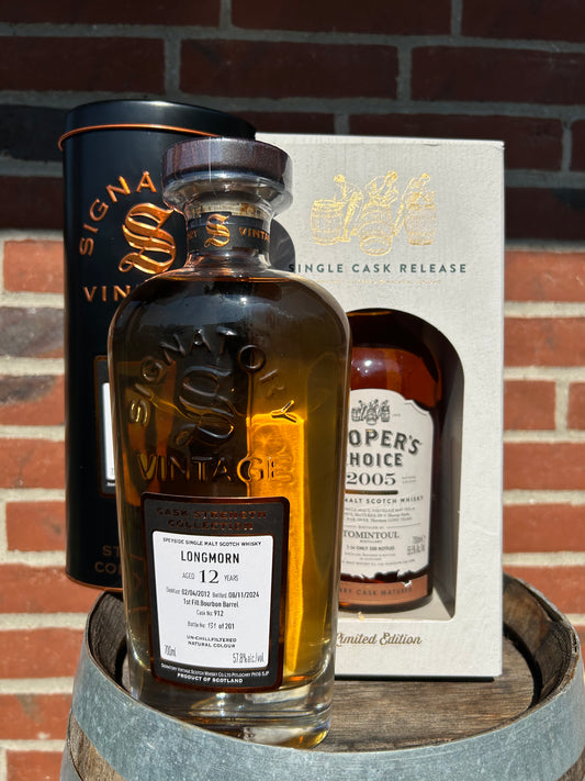 Sommersæt  Longmorn 2012 – 12 år – 57,8%  & Tomintoul 2005 – 13 år – 55,5%