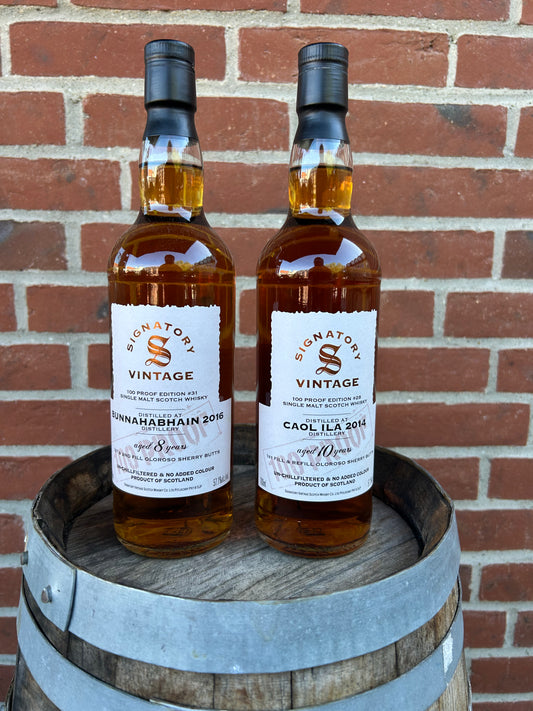 🥃Sæt Islay whisky –Bunnahabhain 2016 &  Caol Ila 2014   Signatory Vintage 100 Proof Edition 🥃