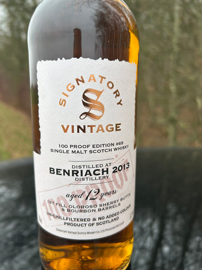 Benriach 2013 12 år 57,1% #69 100 Proof Signatory