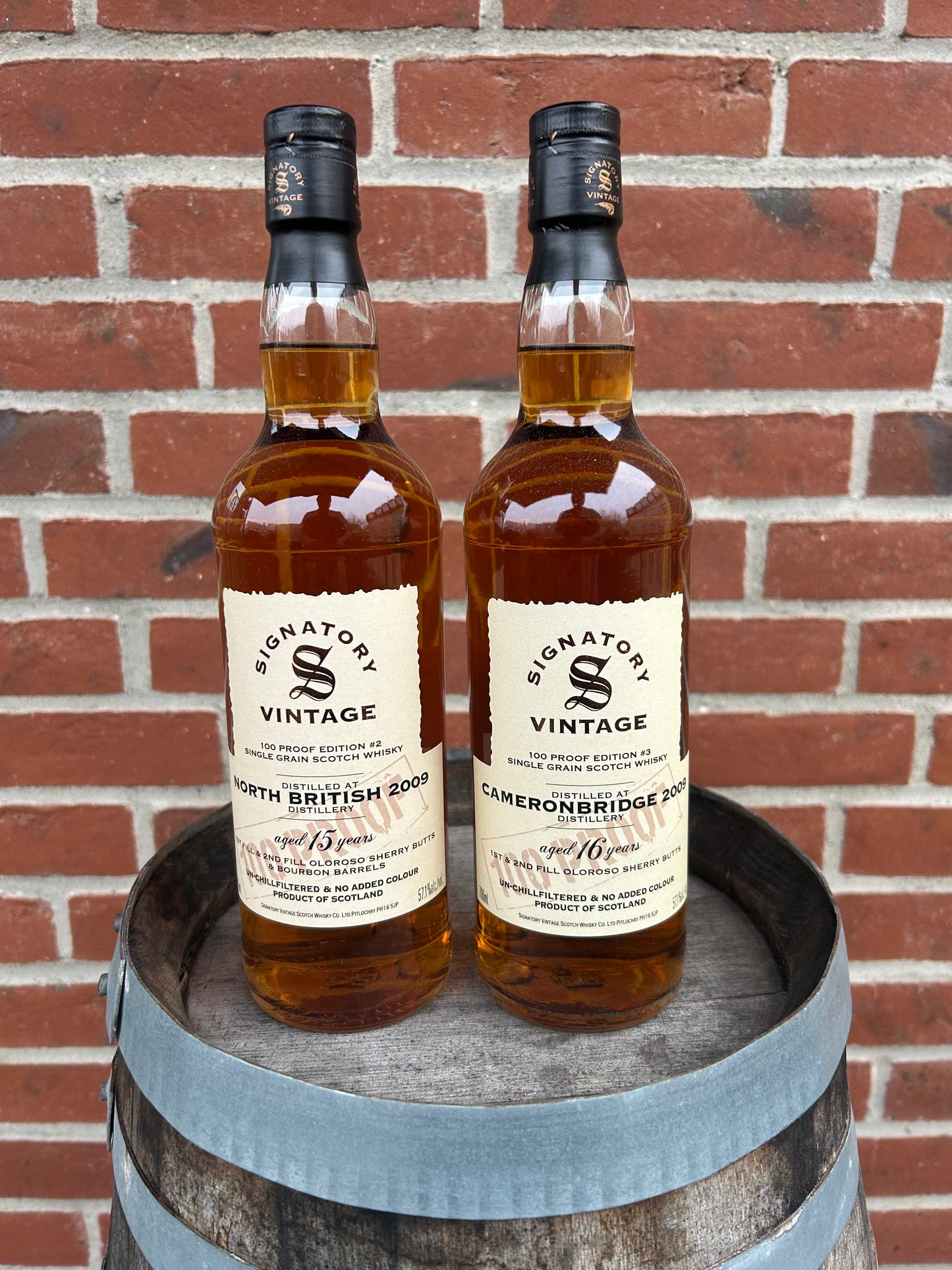 1 sæt Signatory 100 Proof grain aftapninger Cameronbridge & North British