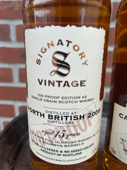 1 sæt Signatory 100 Proof grain aftapninger Cameronbridge & North British