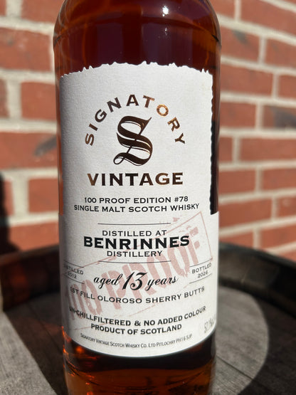 Benrinnes 2012 13 år 57,1% #78 100 Proof Signatory