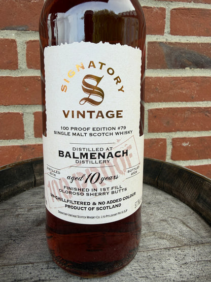 Balmenach 2016 10 år 57,1% 100 Proof Edition #79 Signatory