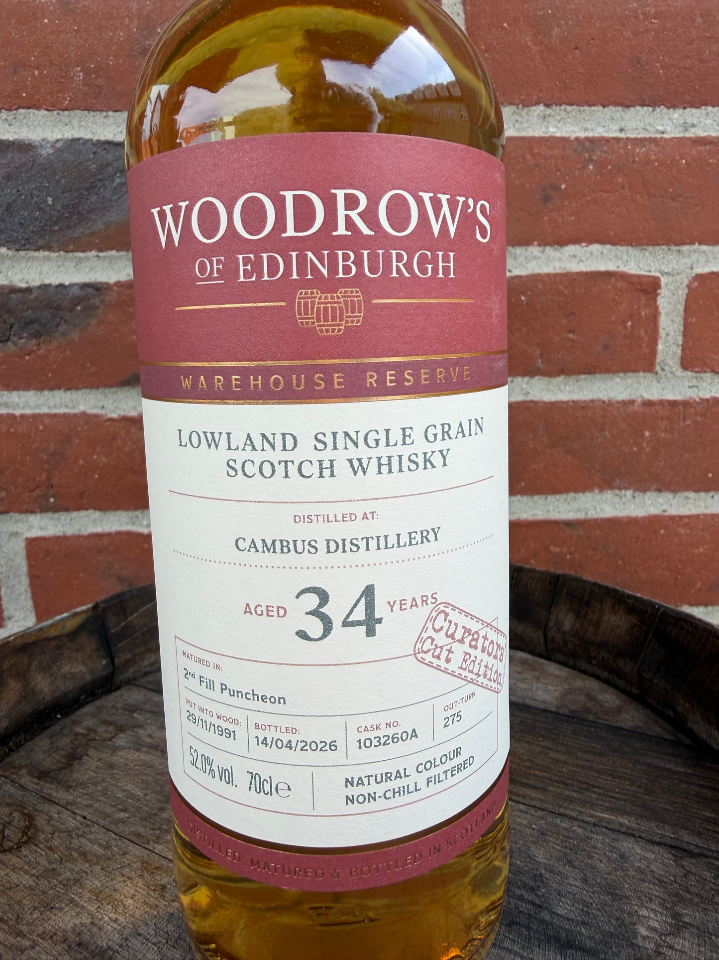 Cambus 34 år 1991 52 % Woodrow's of Edinburgh