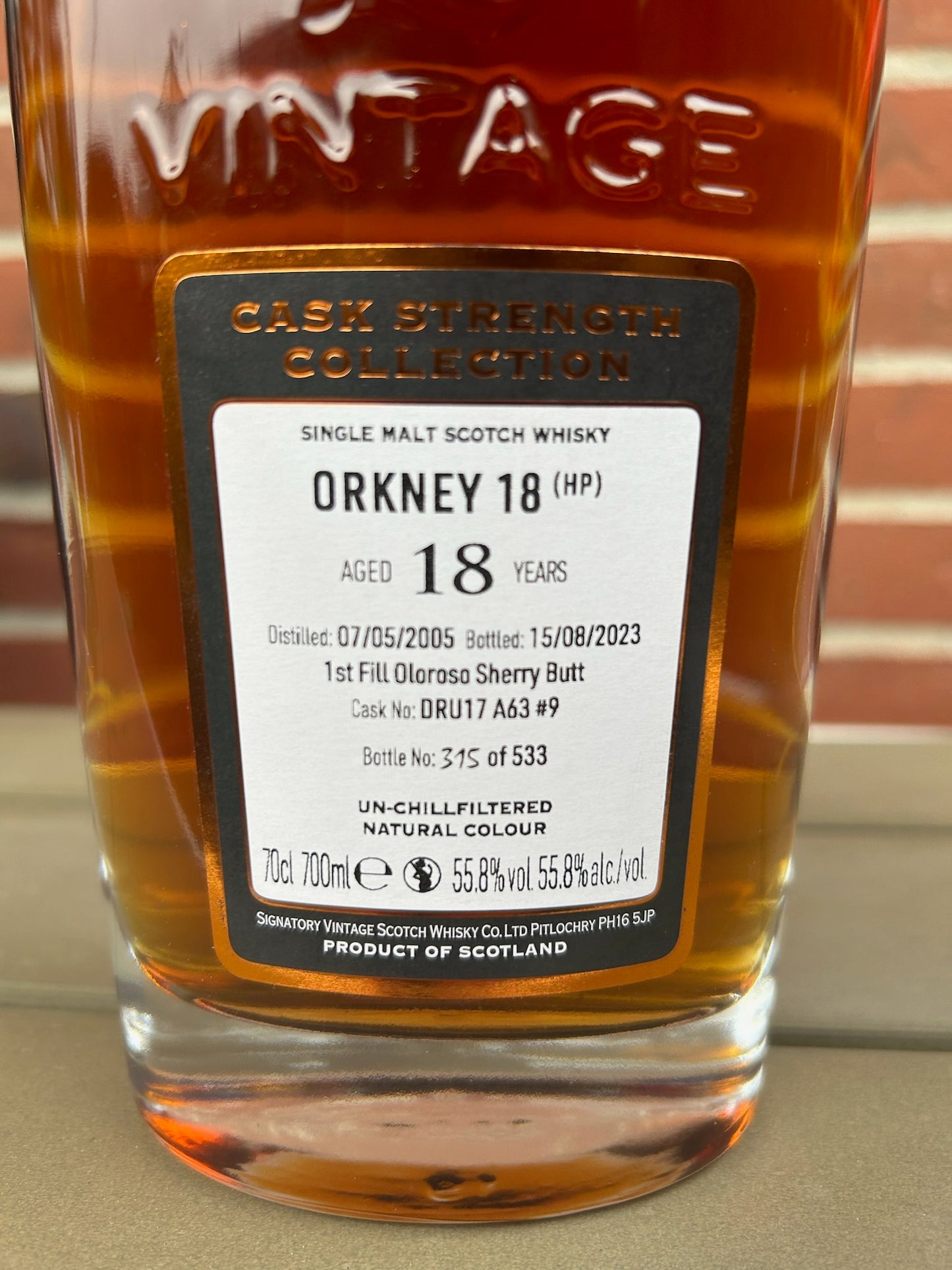Orkney 18 (HP) 55,8% 1st fill Oloroso Sherry Butt. Signatory